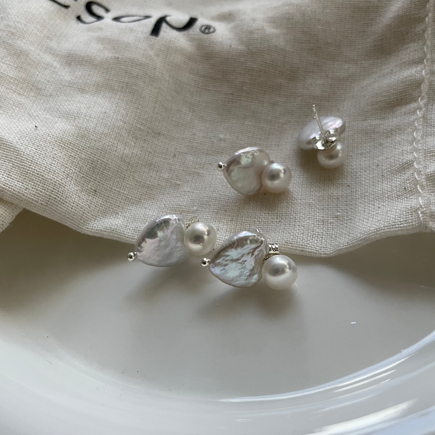 12-15mm Heart-Shaped Baroque Freshwater Pearl Earrings