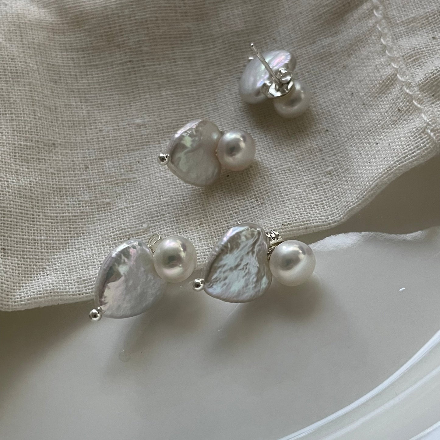 12-15mm Heart-Shaped Baroque Freshwater Pearl Earrings