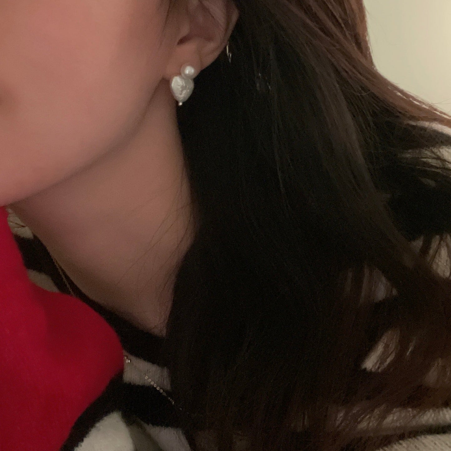 12-15mm Heart-Shaped Baroque Freshwater Pearl Earrings