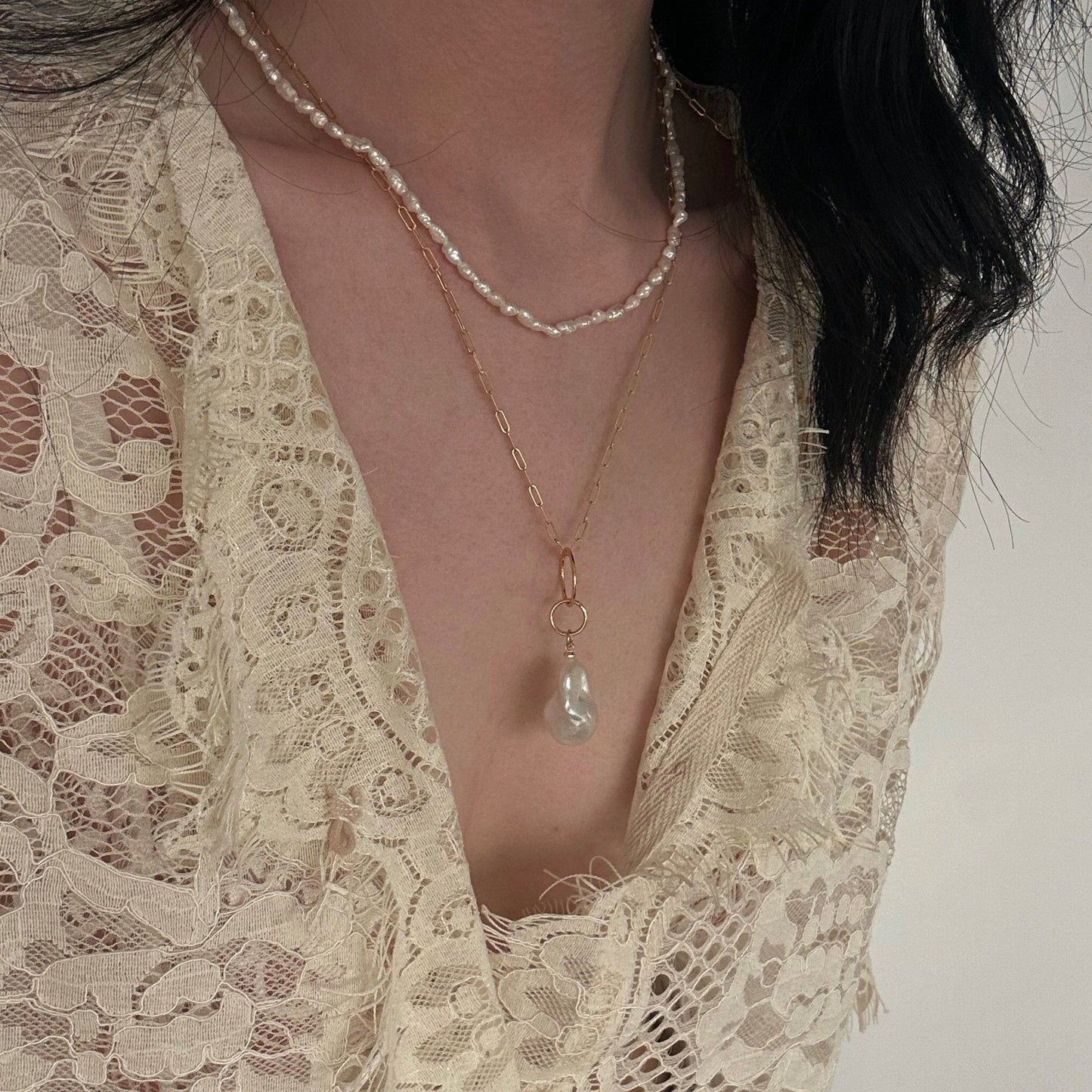 22-24mm Baroque Freshwater Pearl Geometric Designer Pendant