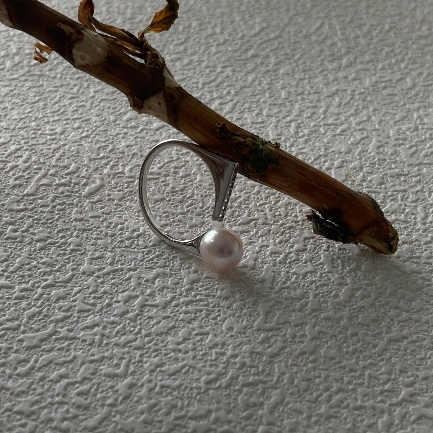 Natural Freshwater Pearl Geometric Silver Ring