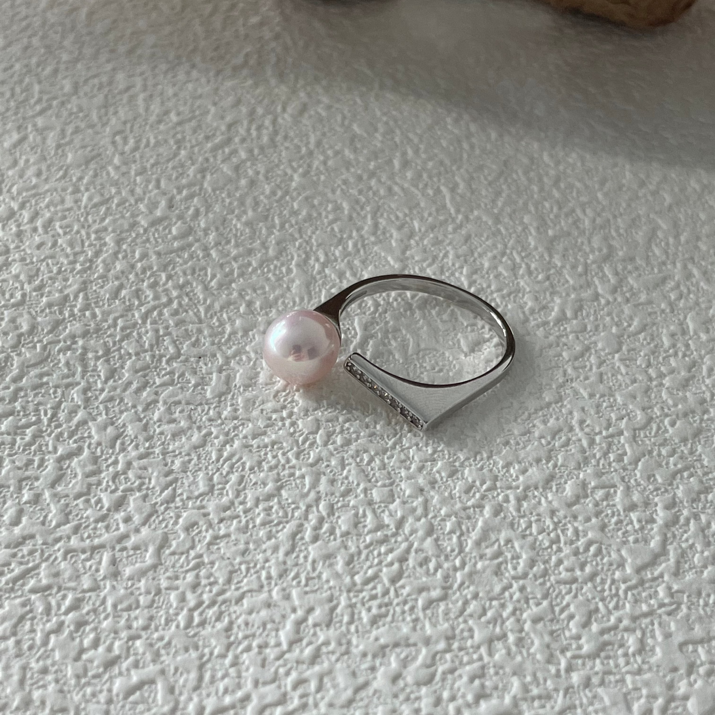Natural Freshwater Pearl Geometric Silver Ring