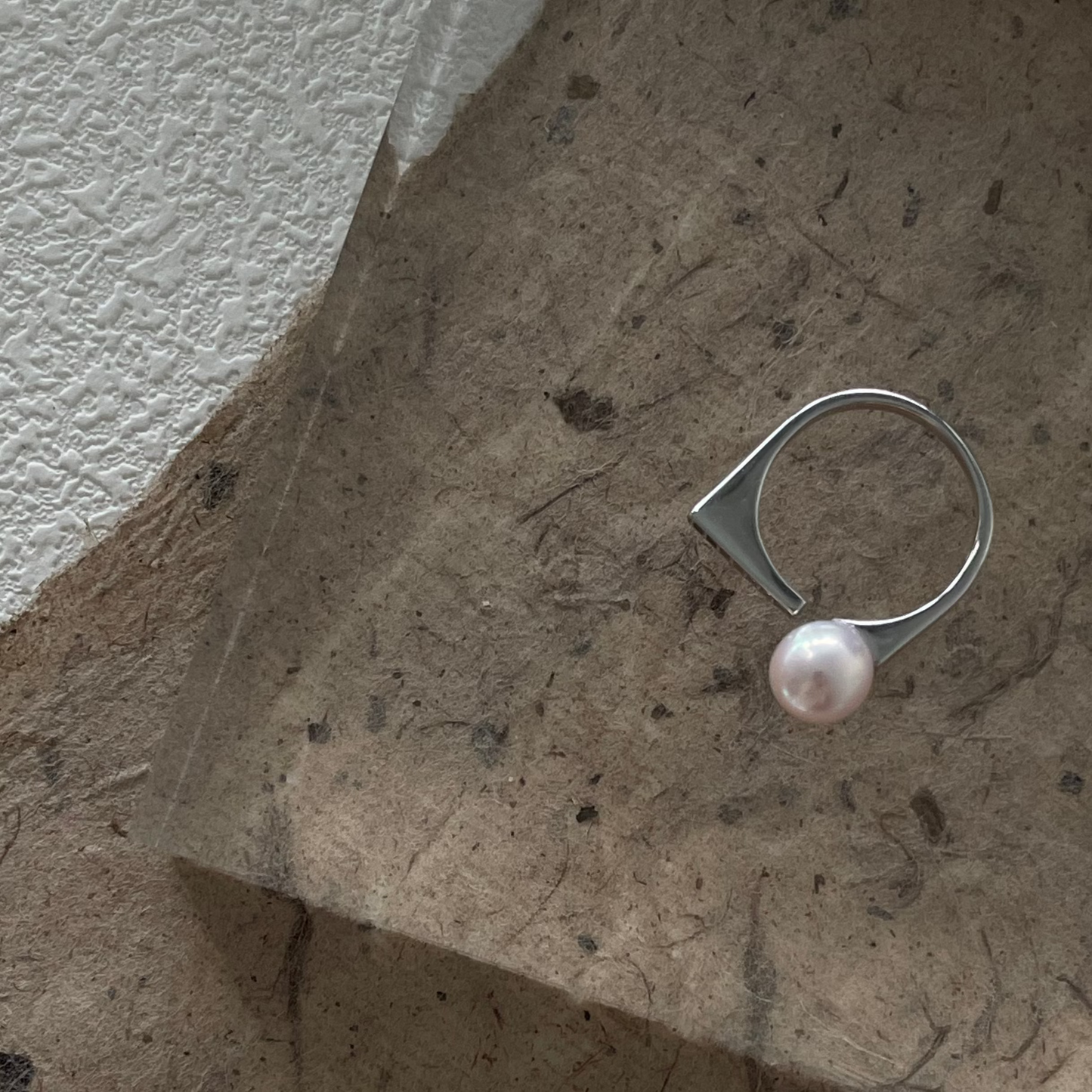 Natural Freshwater Pearl Geometric Silver Ring