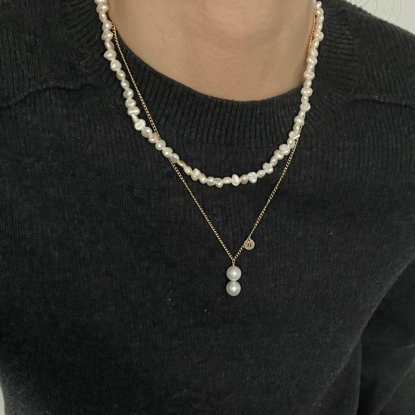 9-10mm Natural White Freshwater Pearl 'Gourd' Necklace