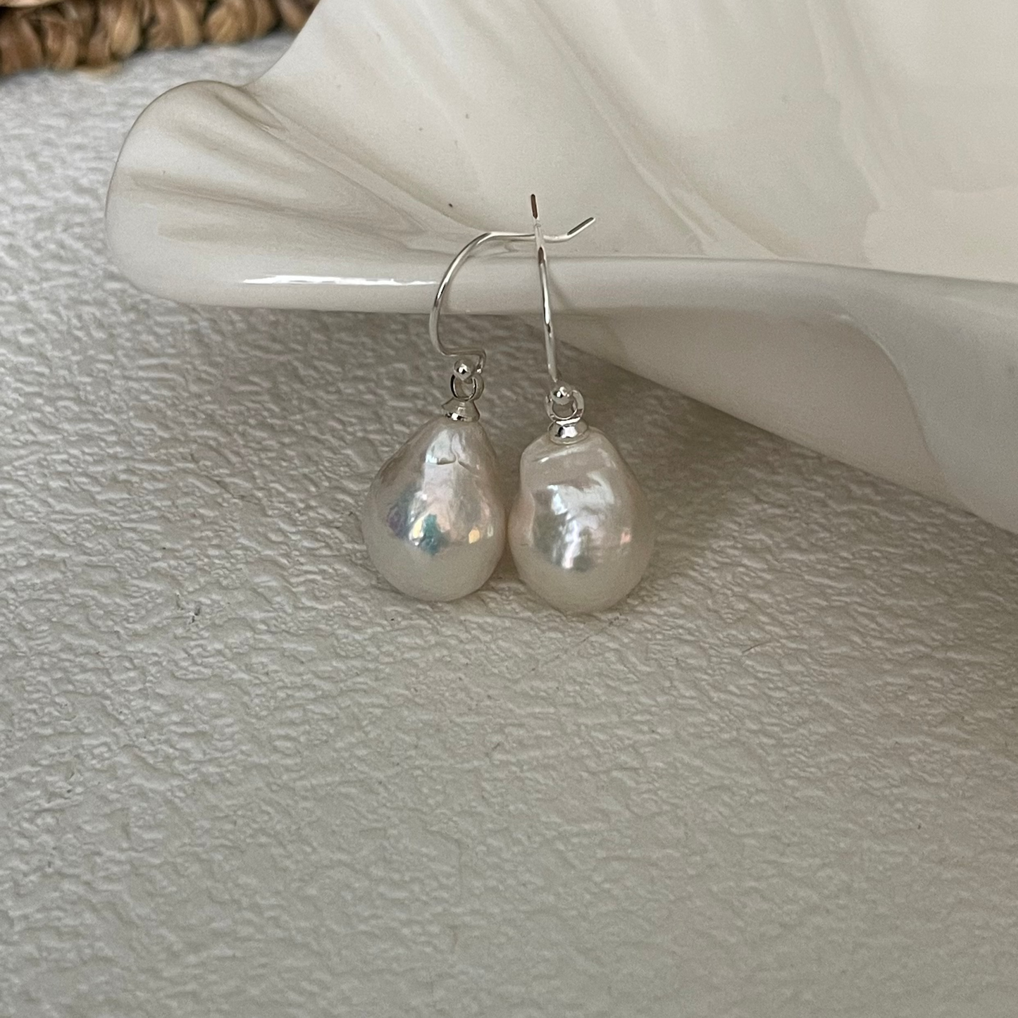 14-16mm Baroque Freshwater Pearl 'French Romantic' Drop Earrings