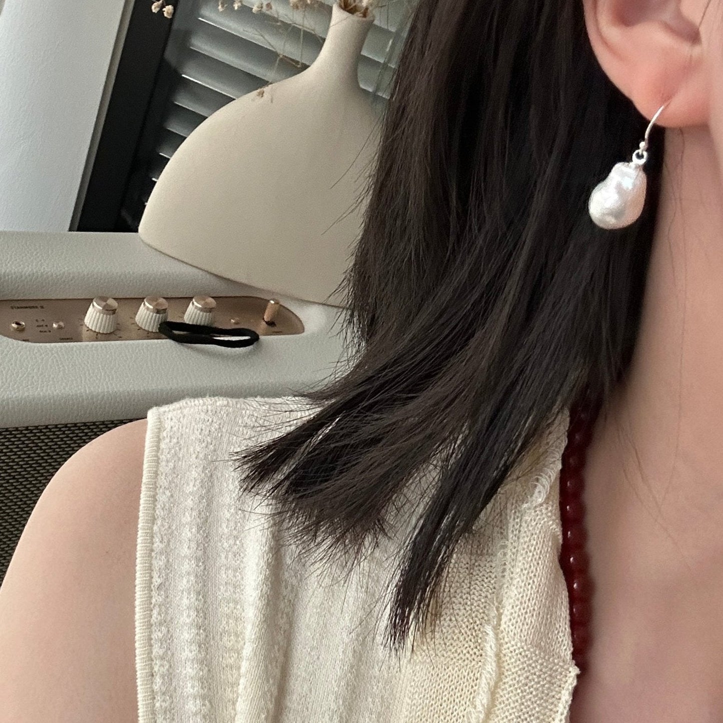 14-16mm Baroque Freshwater Pearl 'French Romantic' Drop Earrings