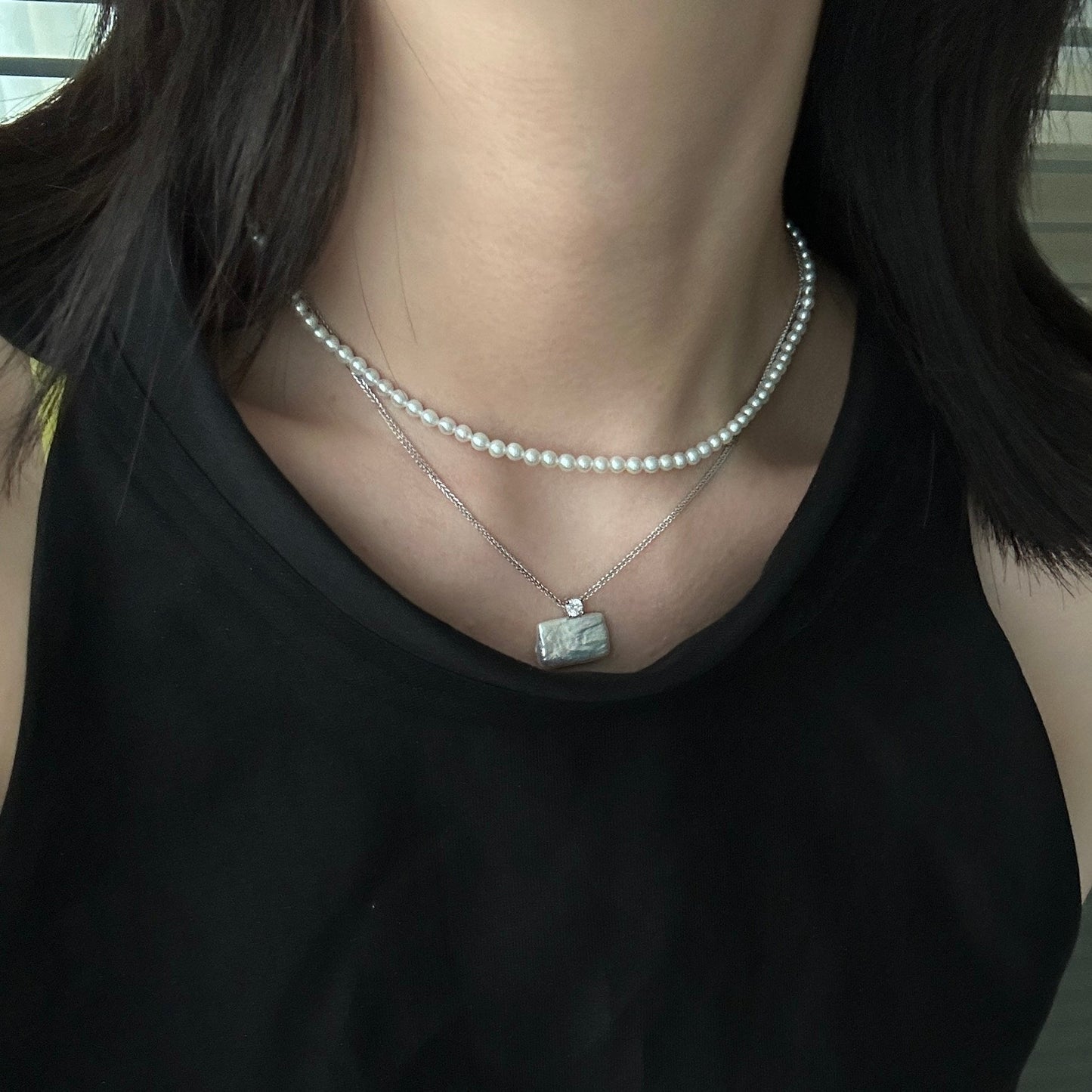 Rectangle-Shaped Baroque Freshwater Pearl Grace Necklace