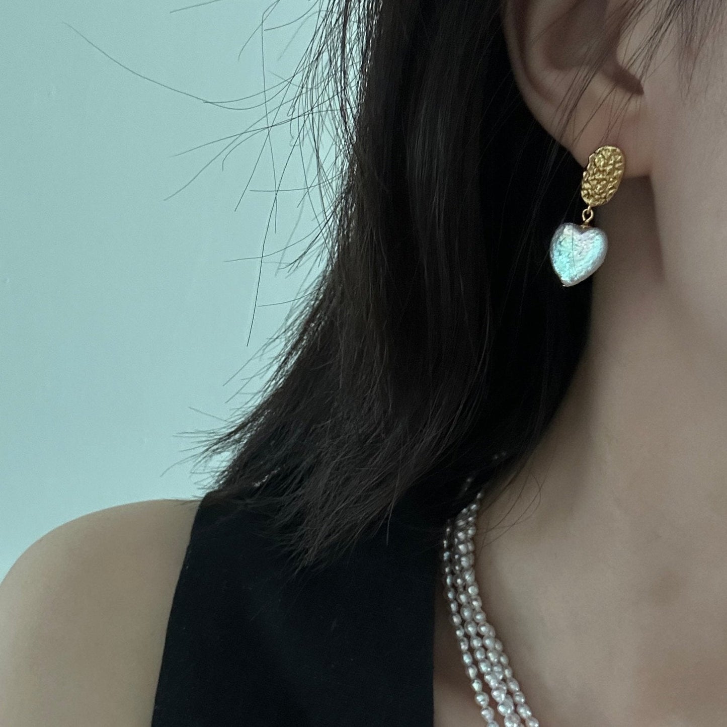 12-15mm Heart-Shaped Baroque Freshwater Pearl Vintage Earrings