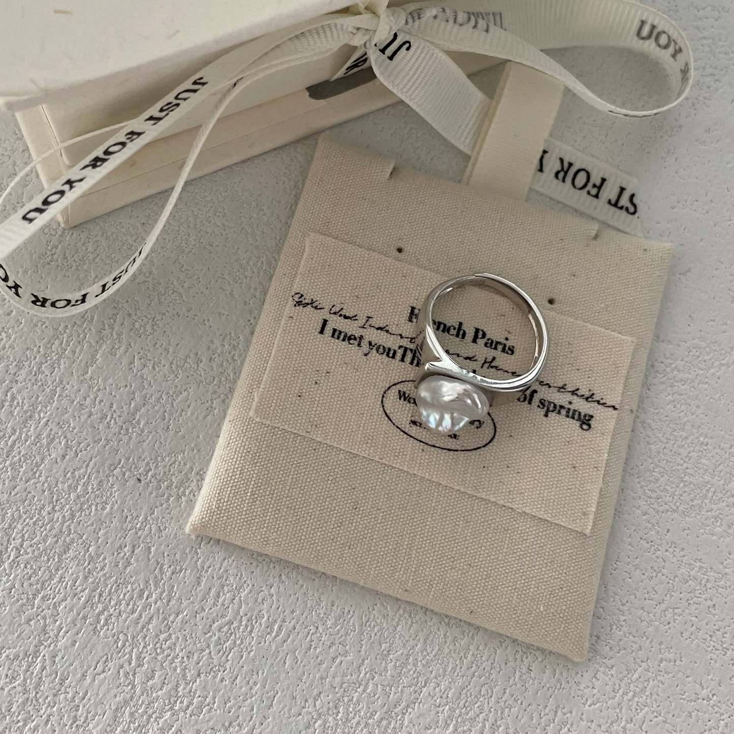 Australian South Sea White Keshi Pearl Silver Ring