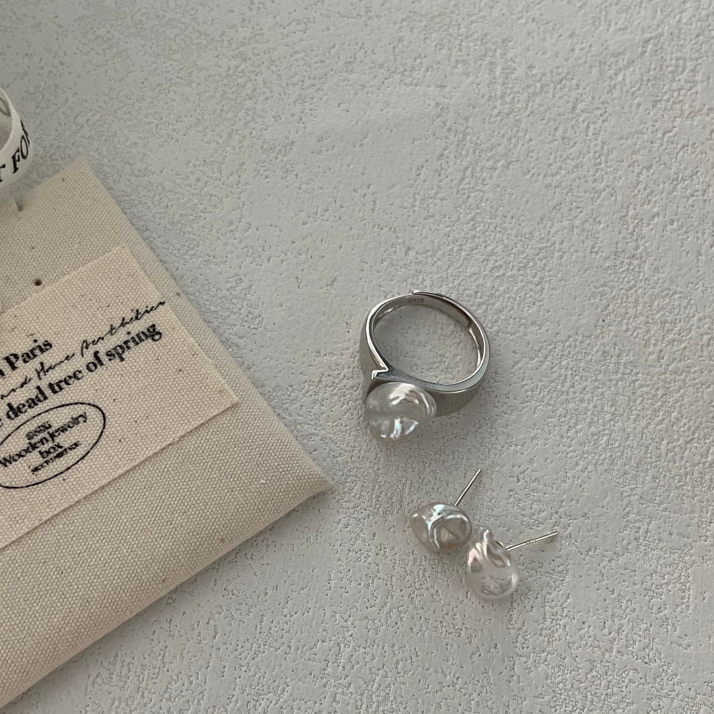 Australian South Sea White Keshi Pearl Silver Ring