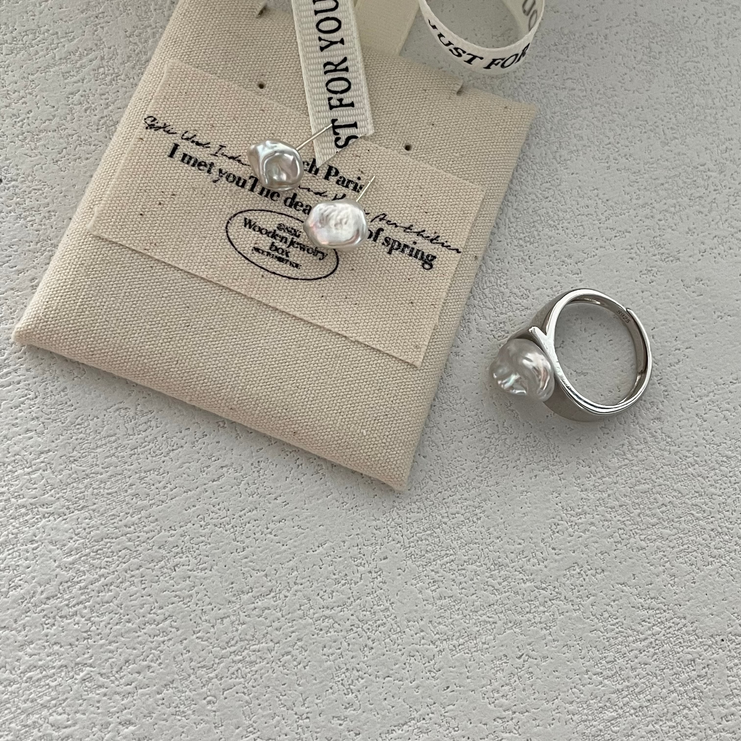 Australian South Sea White Keshi Pearl Silver Ring