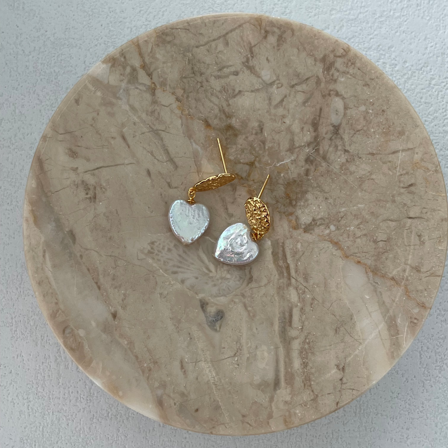 12-15mm Heart-Shaped Baroque Freshwater Pearl Vintage Earrings