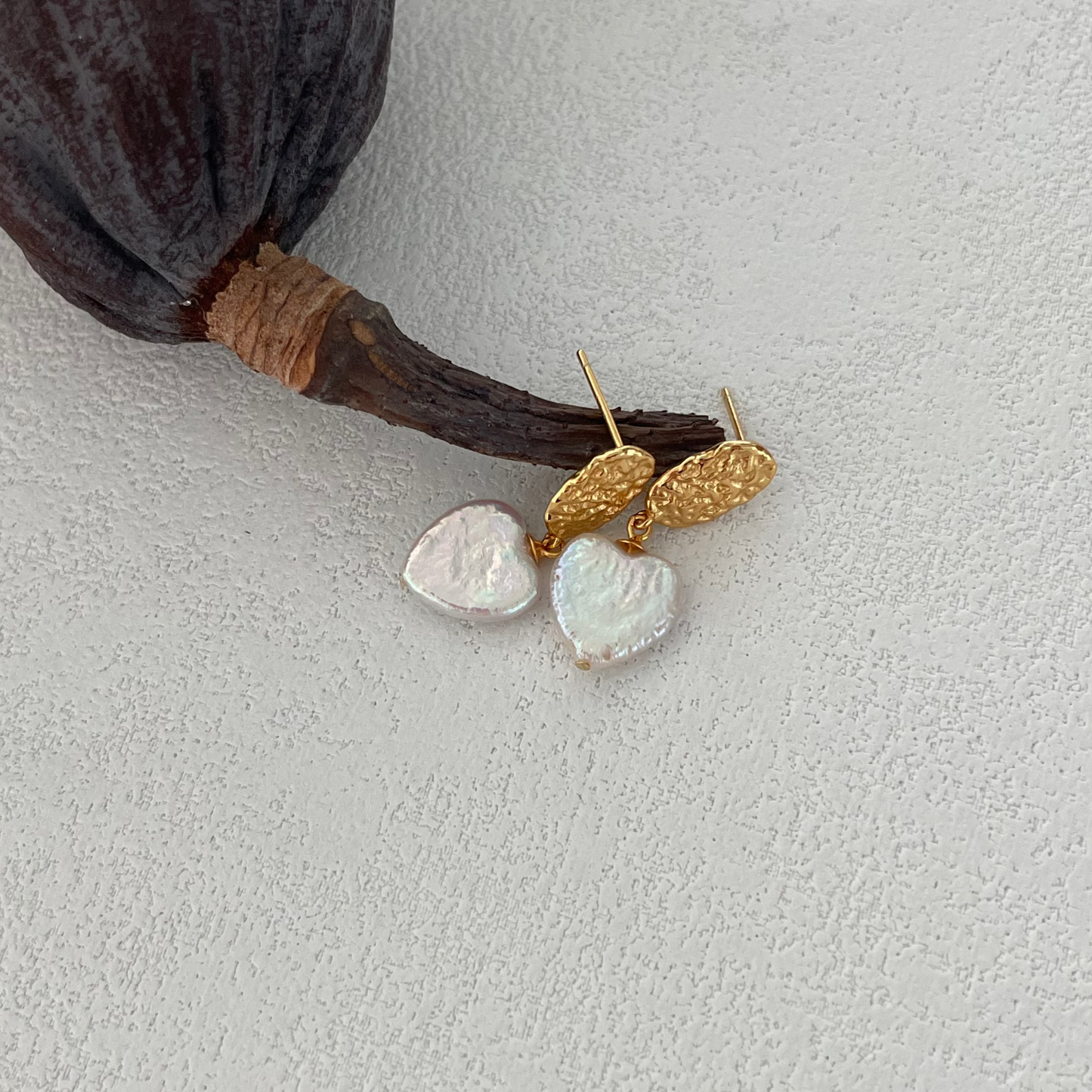 12-15mm Heart-Shaped Baroque Freshwater Pearl Vintage Earrings