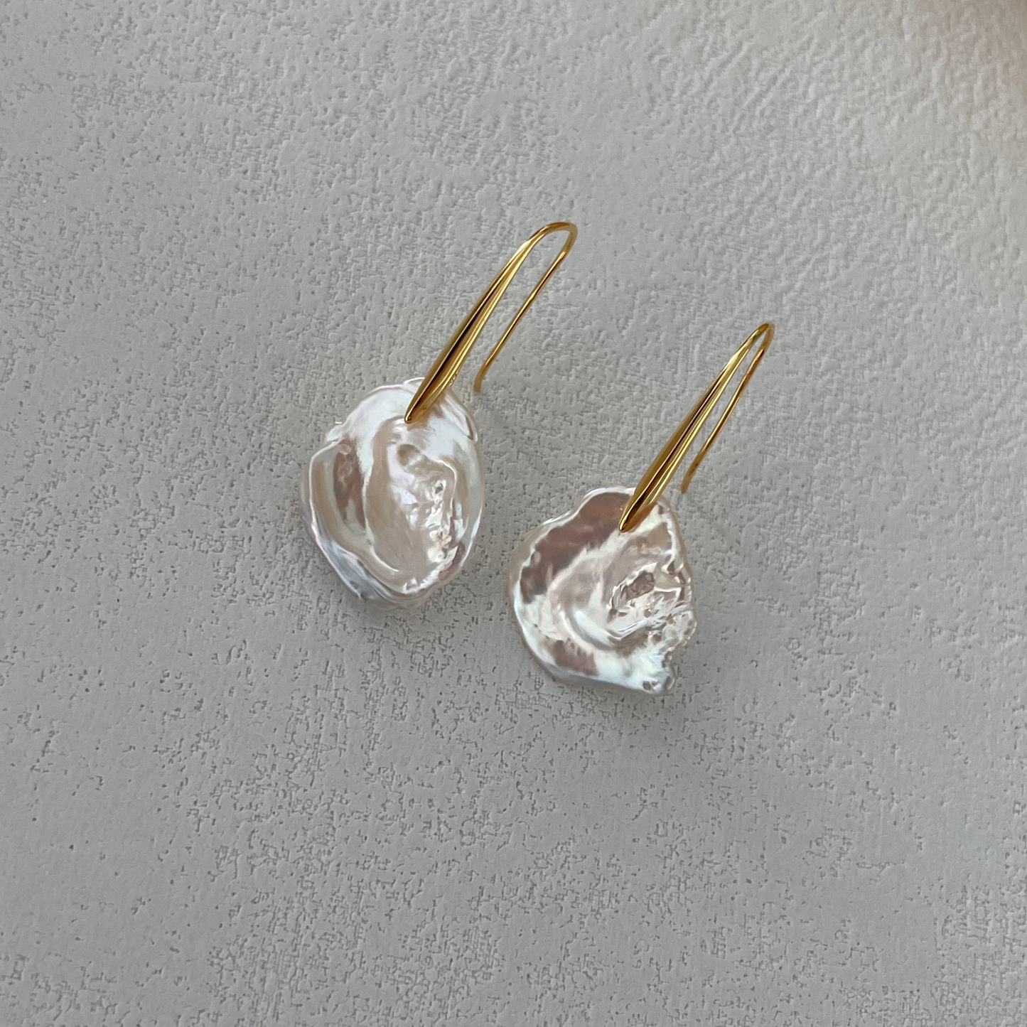 18-20mm Cold White Petal-Shaped Baroque Freshwater Pearl Long Drop Earrings