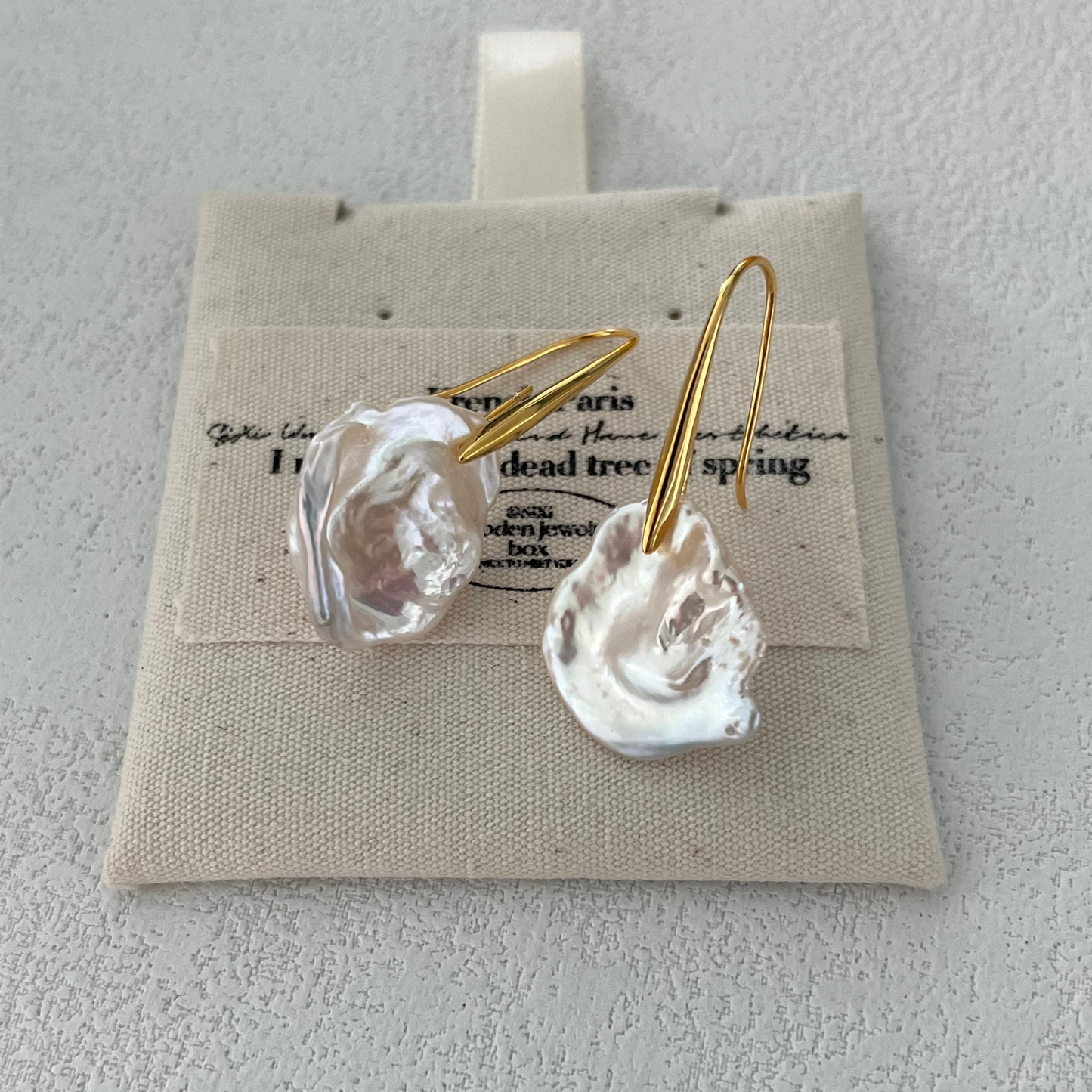 18-20mm Cold White Petal-Shaped Baroque Freshwater Pearl Long Drop Earrings
