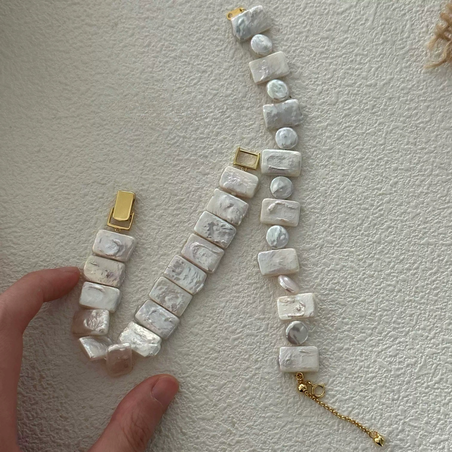 Rectangular Baroque Freshwater Pearl Watch Bracelet
