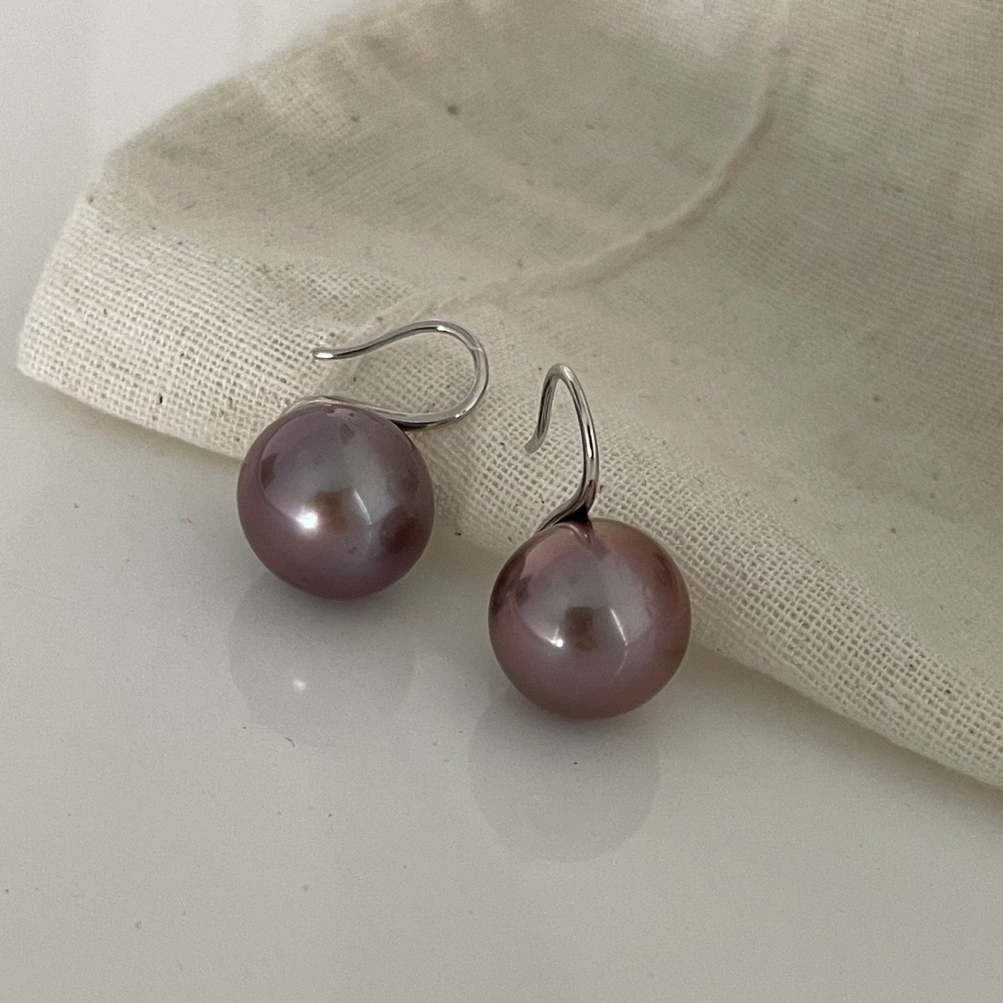 10-11mm Violet Edison Freshwater Pearl Earrings