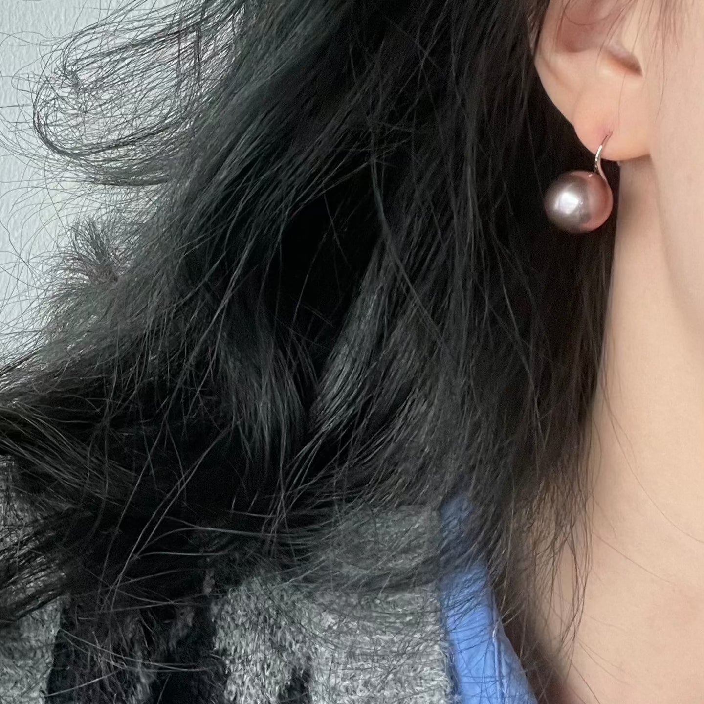 10-11mm Violet Edison Freshwater Pearl Earrings