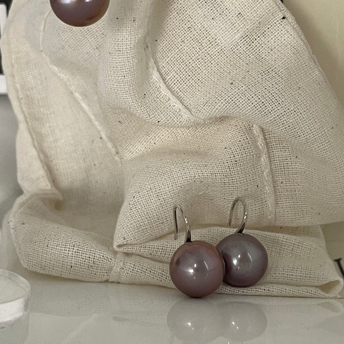10-11mm Violet Edison Freshwater Pearl Earrings