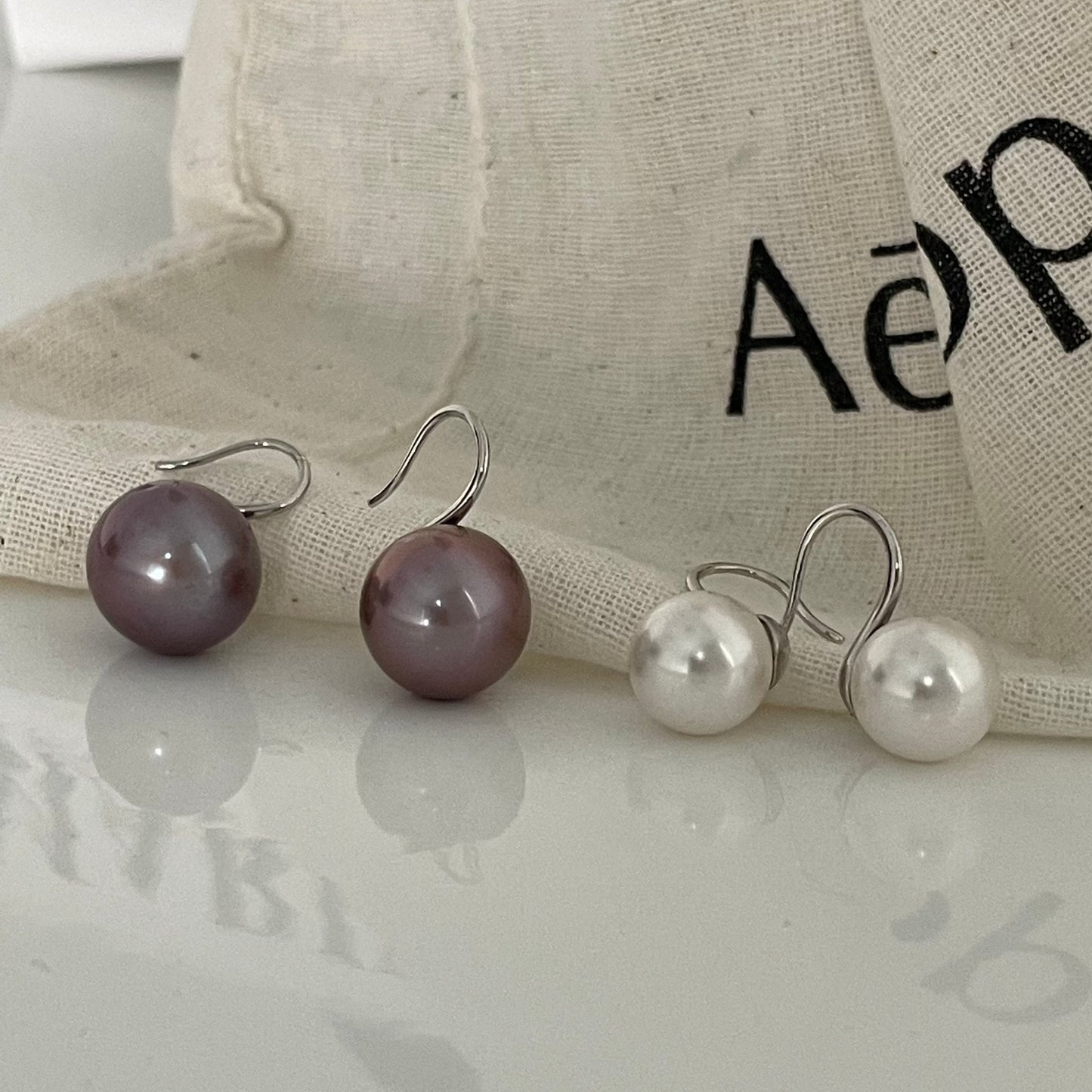 10-11mm Violet Edison Freshwater Pearl Earrings