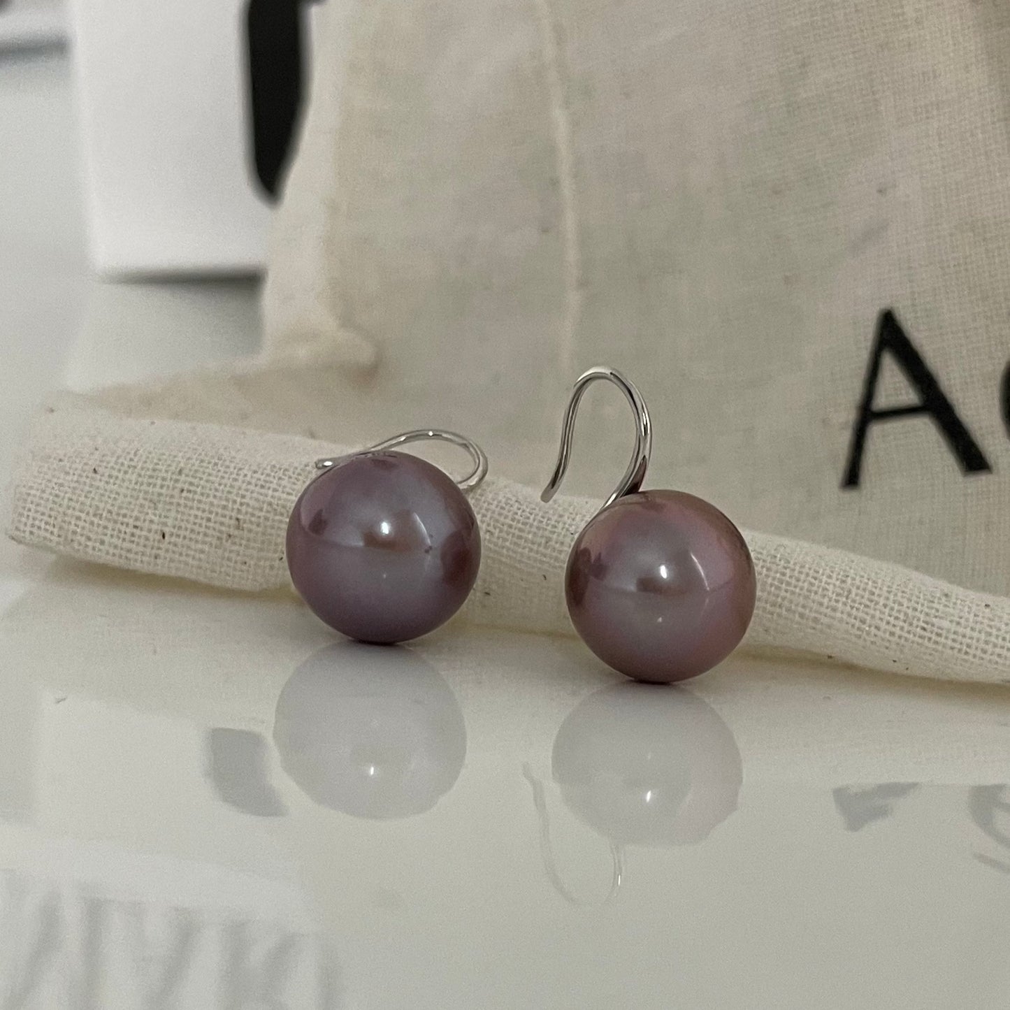 10-11mm Violet Edison Freshwater Pearl Earrings