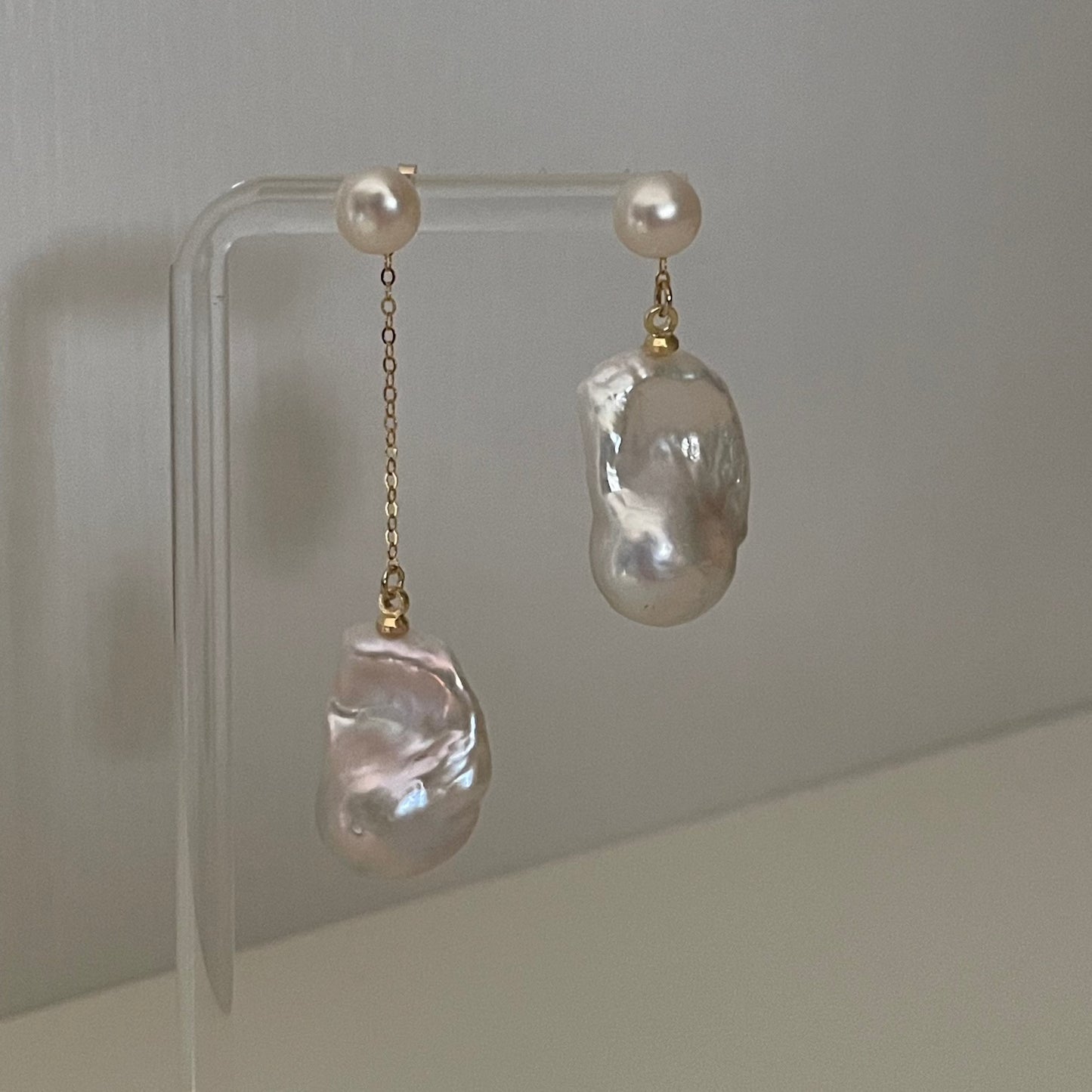 16-18mm Baroque Freshwater Pearl Long & Short Combination Earrings