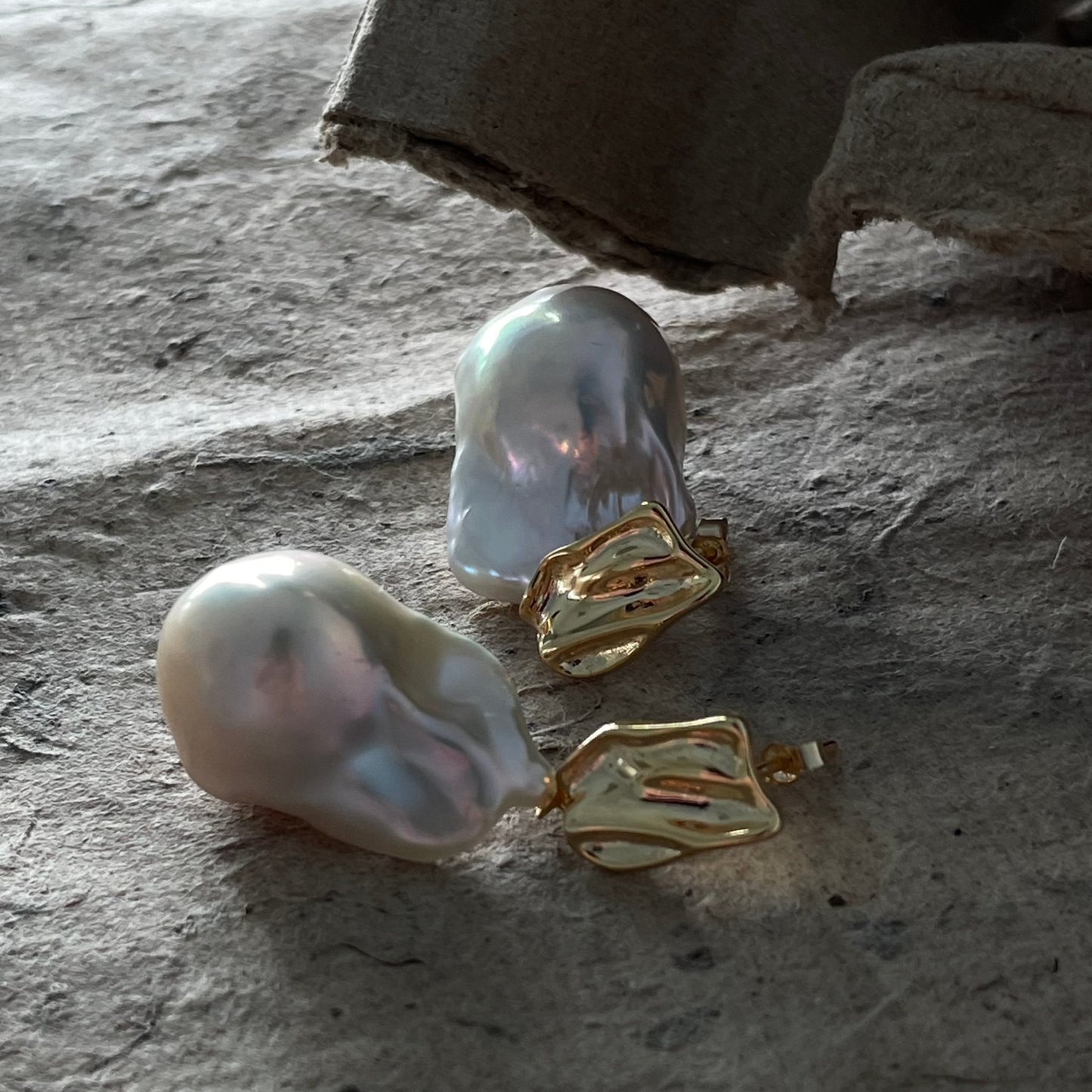 19-22mm Large Baroque Freshwater Pearl Metal Drop Earrings