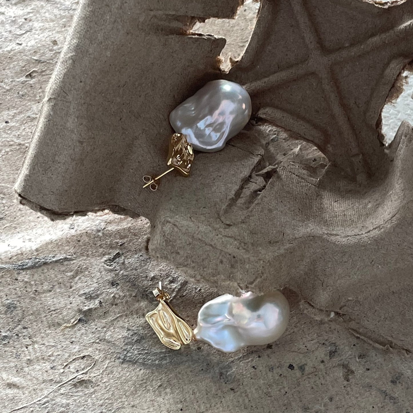 19-22mm Large Baroque Freshwater Pearl Metal Drop Earrings
