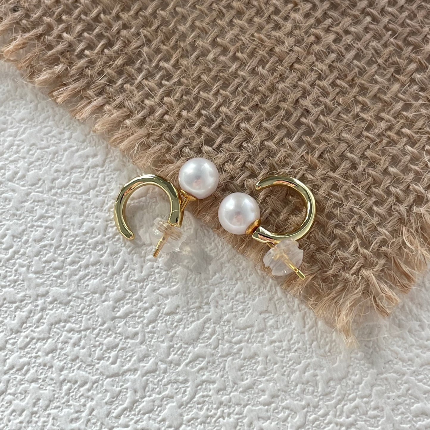 7-7.5mm Freshwater Pearl Round Hoop Earrings