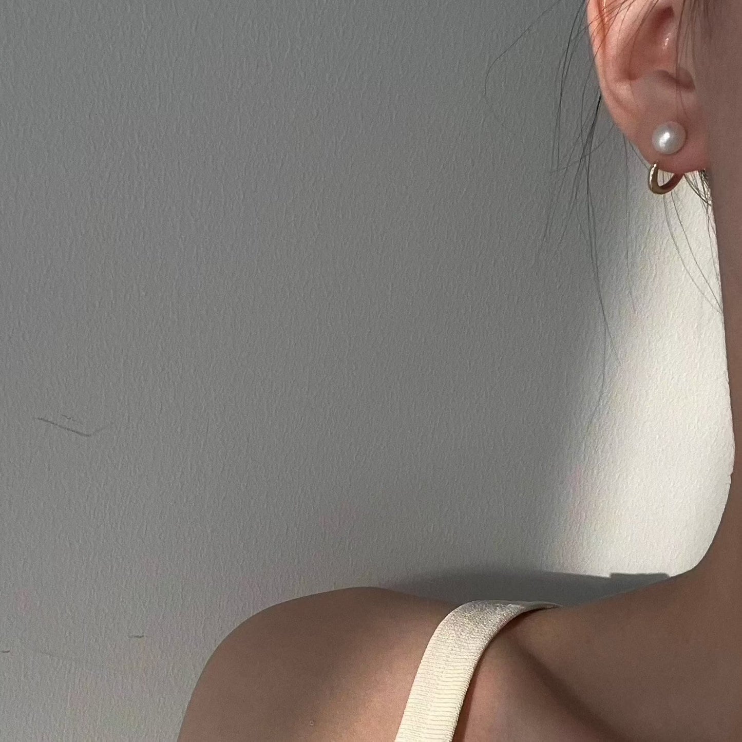 7-7.5mm Freshwater Pearl Round Hoop Earrings