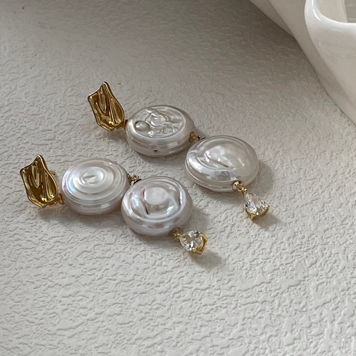 20-22mm Baroque Freshwater Pearl Roman Holiday Teardrop Drop Earrings