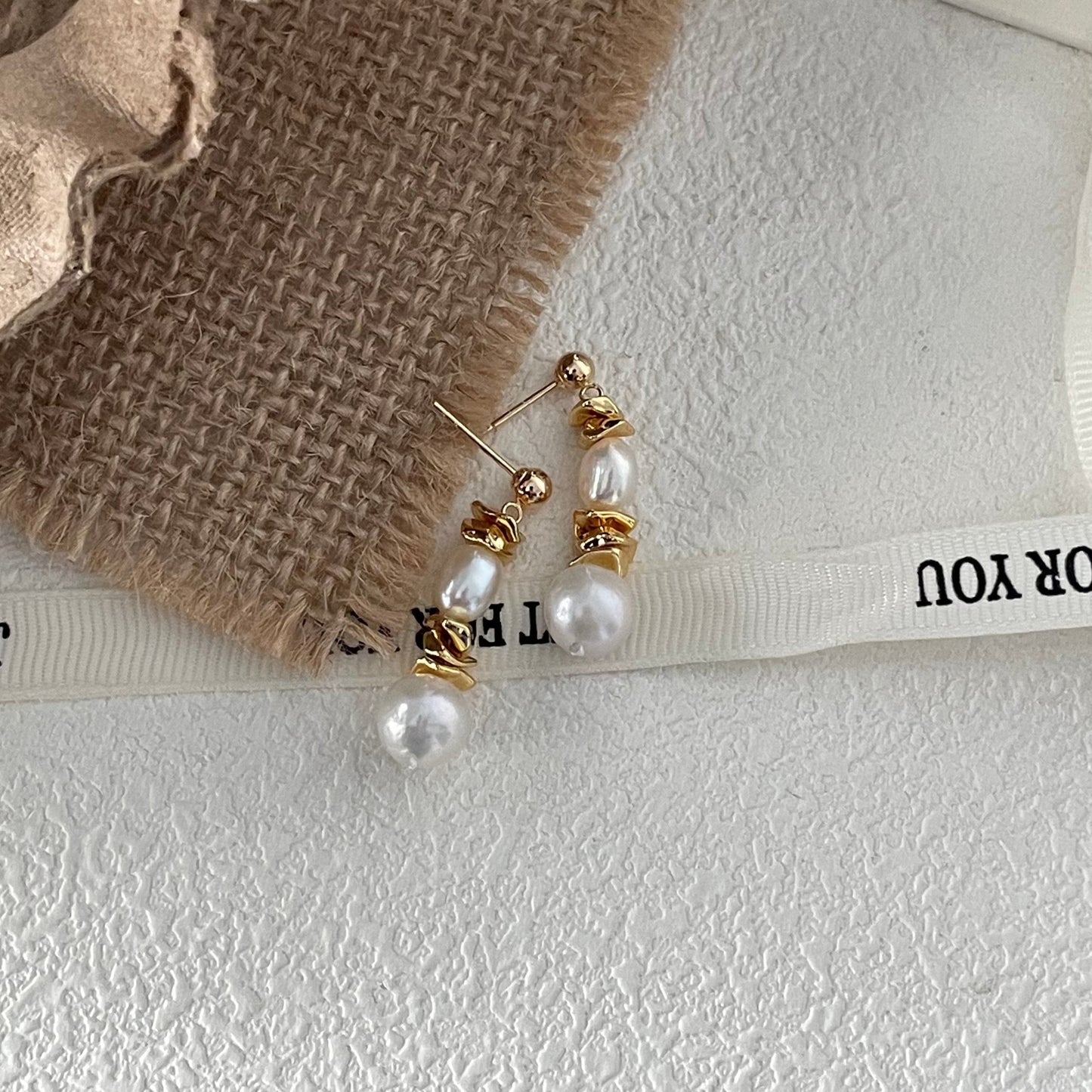 6-8mm Baroque Freshwater Pearl 'The Sun Never Sets' Drop Earrings