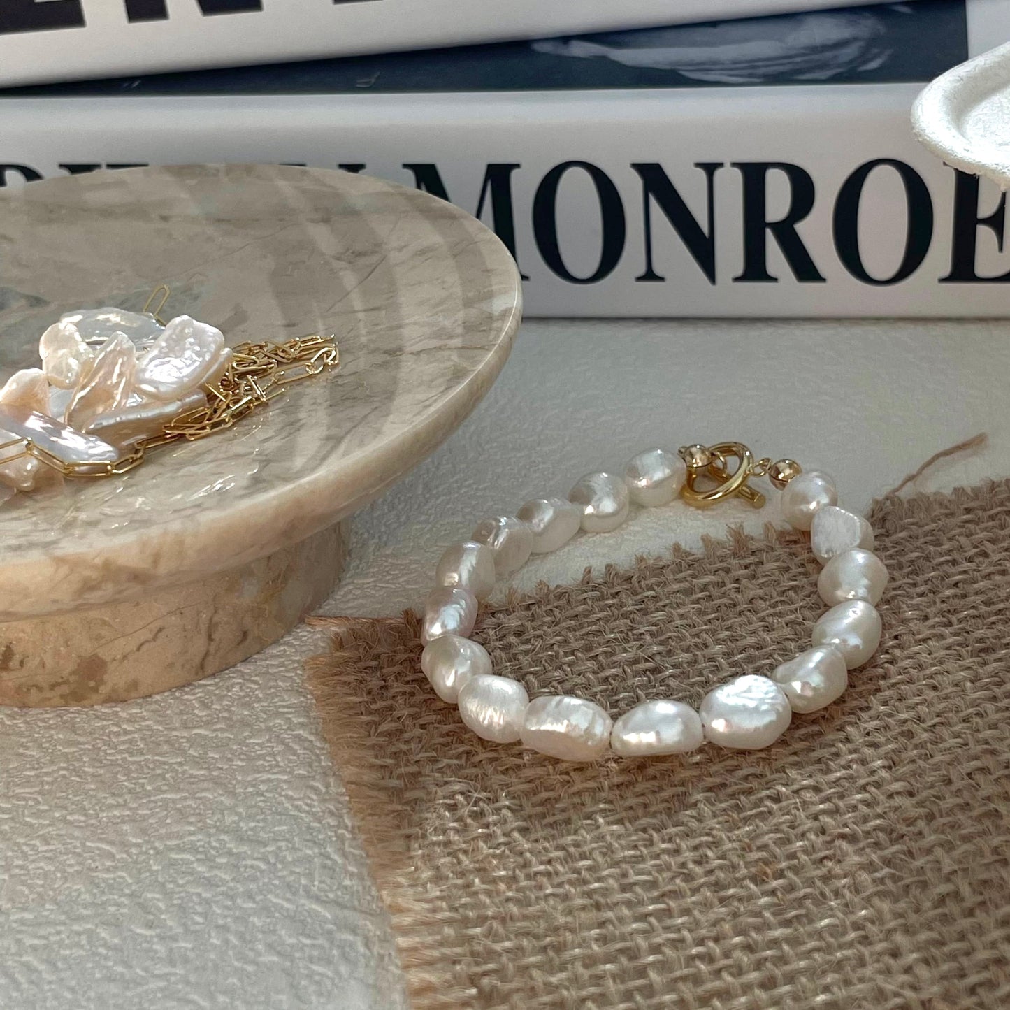 9-12mm Baroque Freshwater Pearl French Retro OT Bracelet