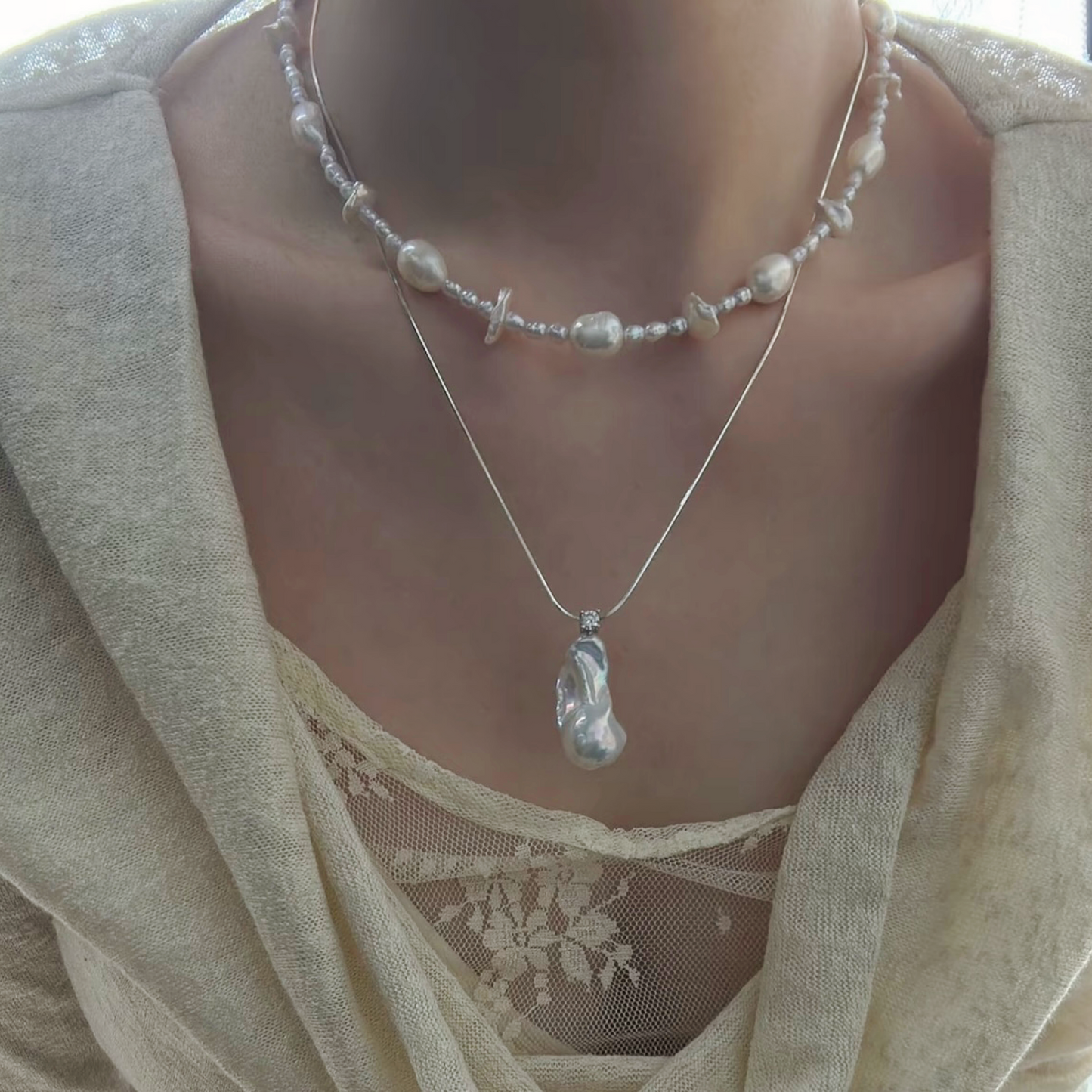 Natural Baroque Freshwater Pearl 'Starry Sky' Mixed Baroque Necklace