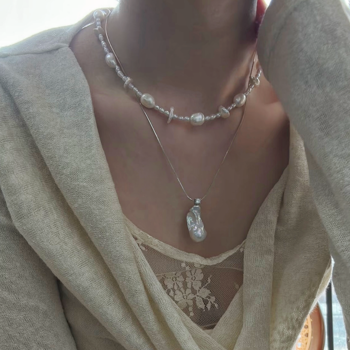 Natural Baroque Freshwater Pearl 'Starry Sky' Mixed Baroque Necklace