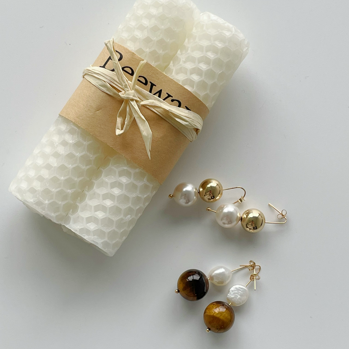 5-6mm Baroque Freshwater Pearl & Amber 'Earth' Drop Earrings