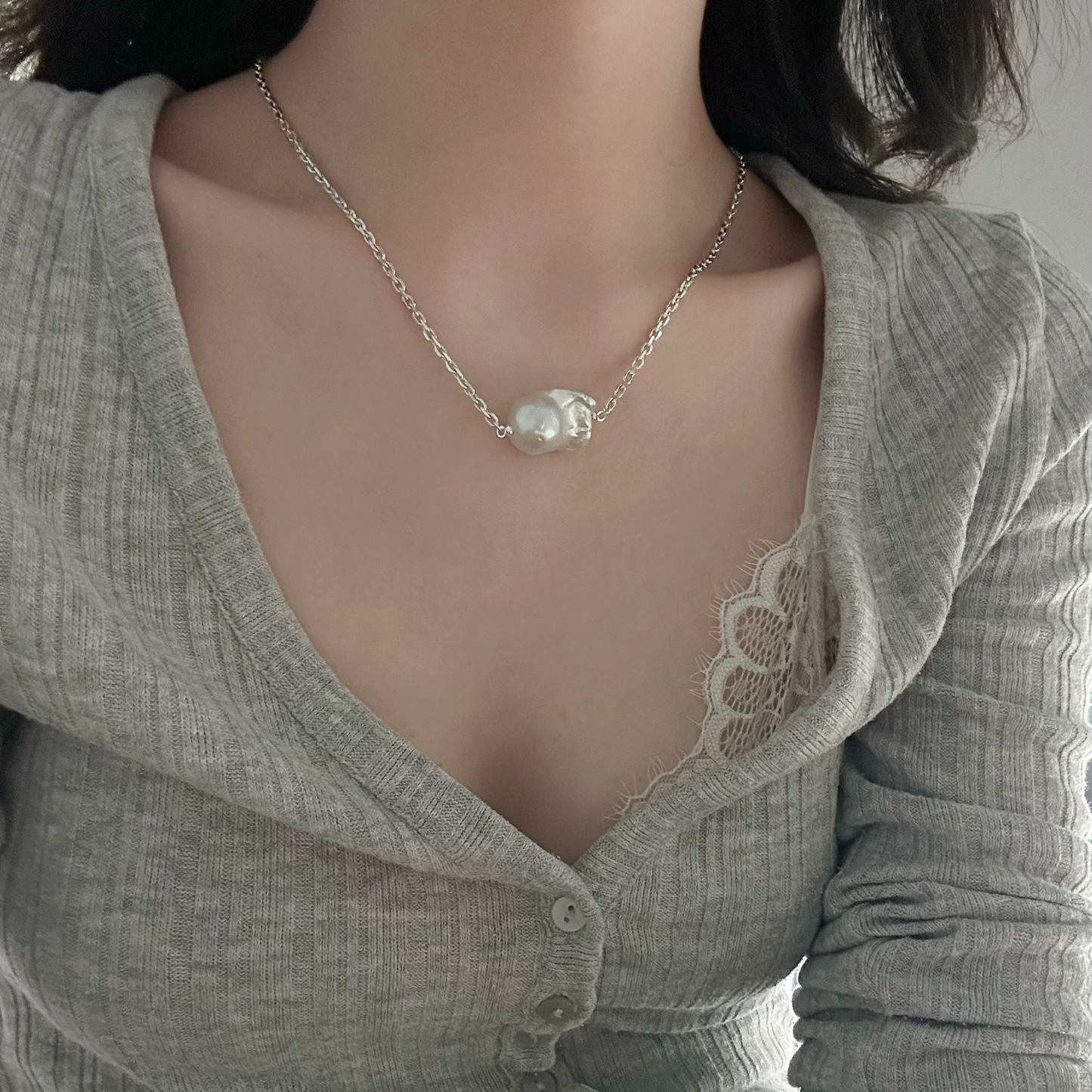 18-20mm Baroque Freshwater Pearl Minimalist Necklace