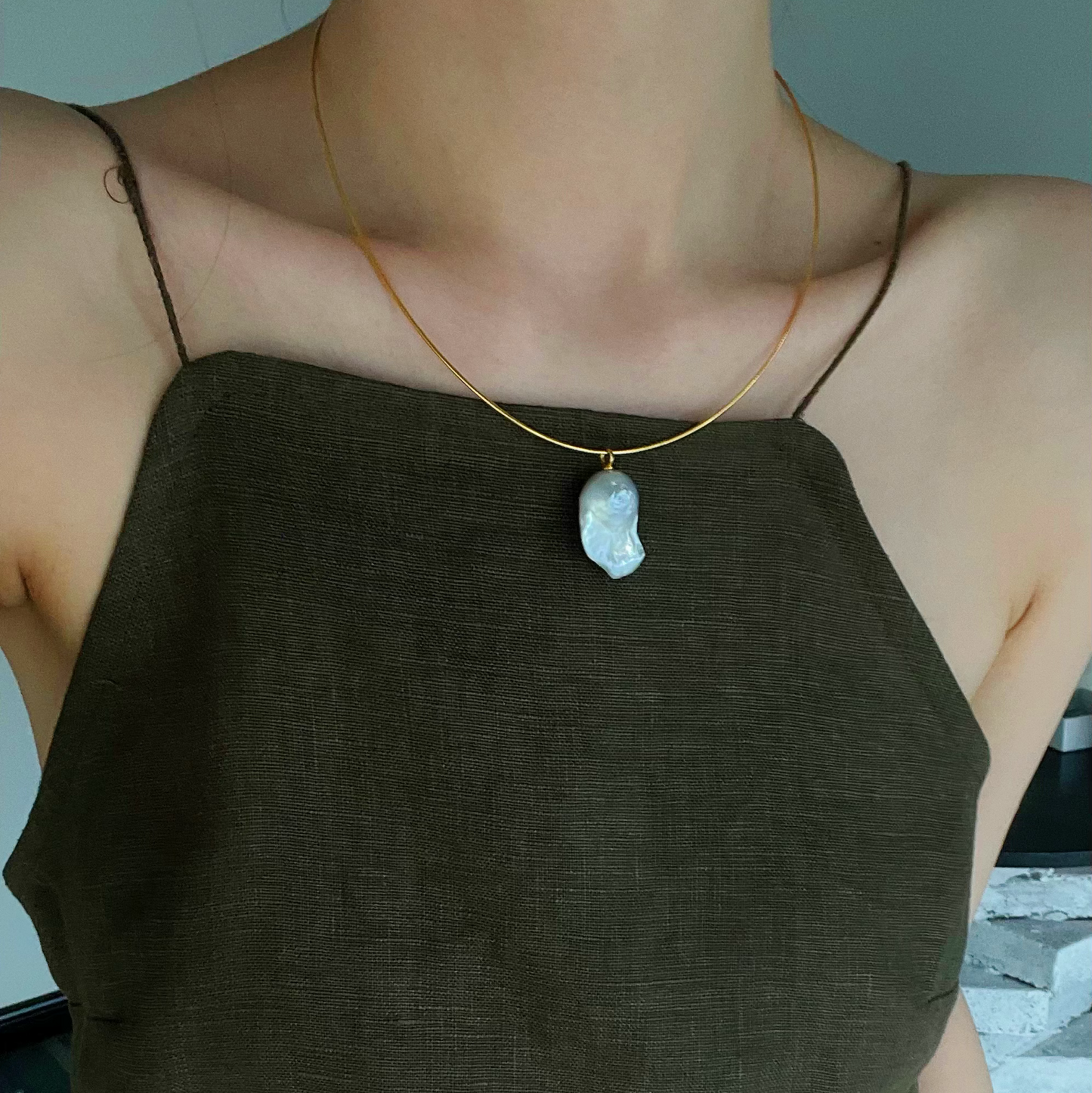 20-22mm Baroque Freshwater Pearl Gold Choker