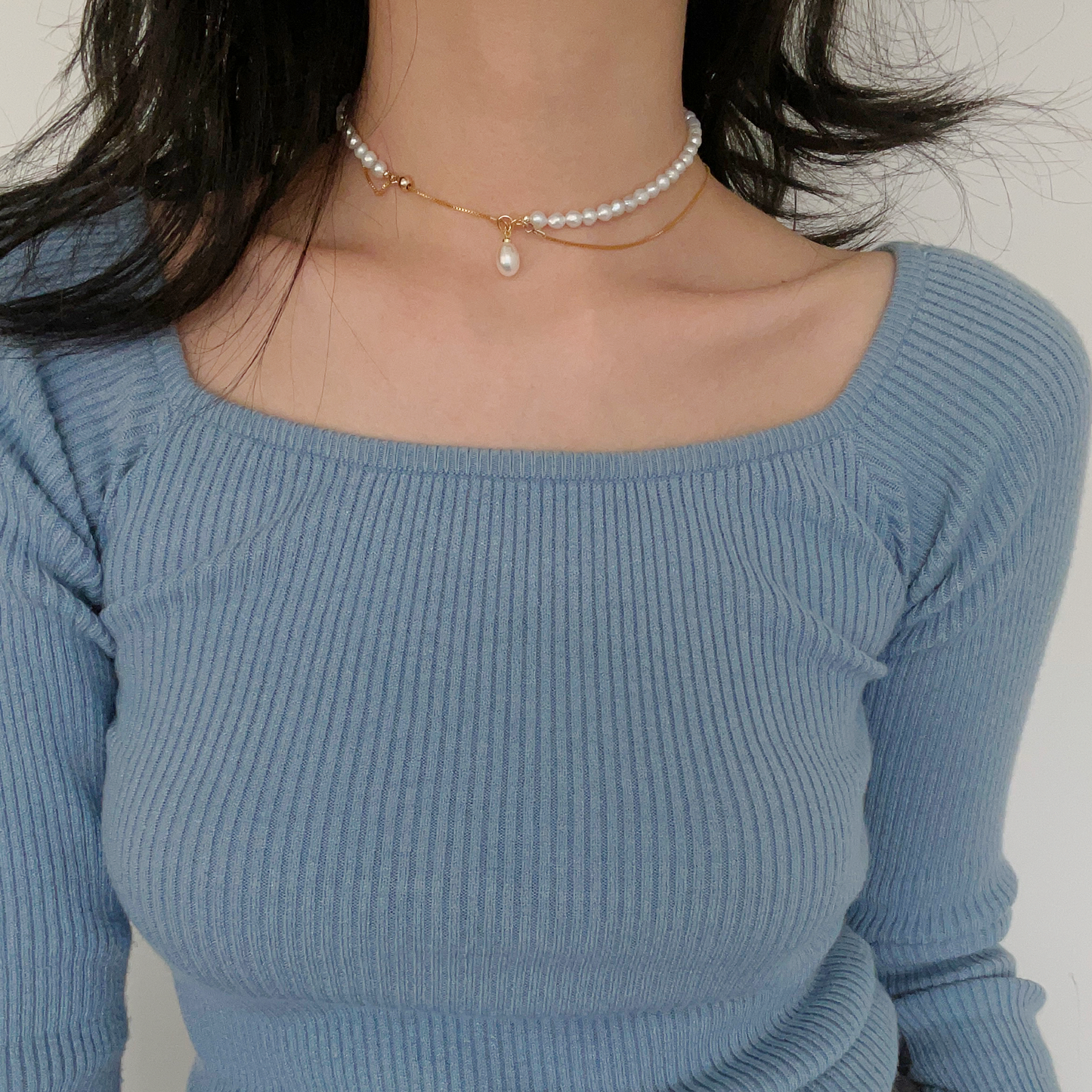4-5mm Baroque Freshwater Pearl U-Shaped Pull-out Necklace