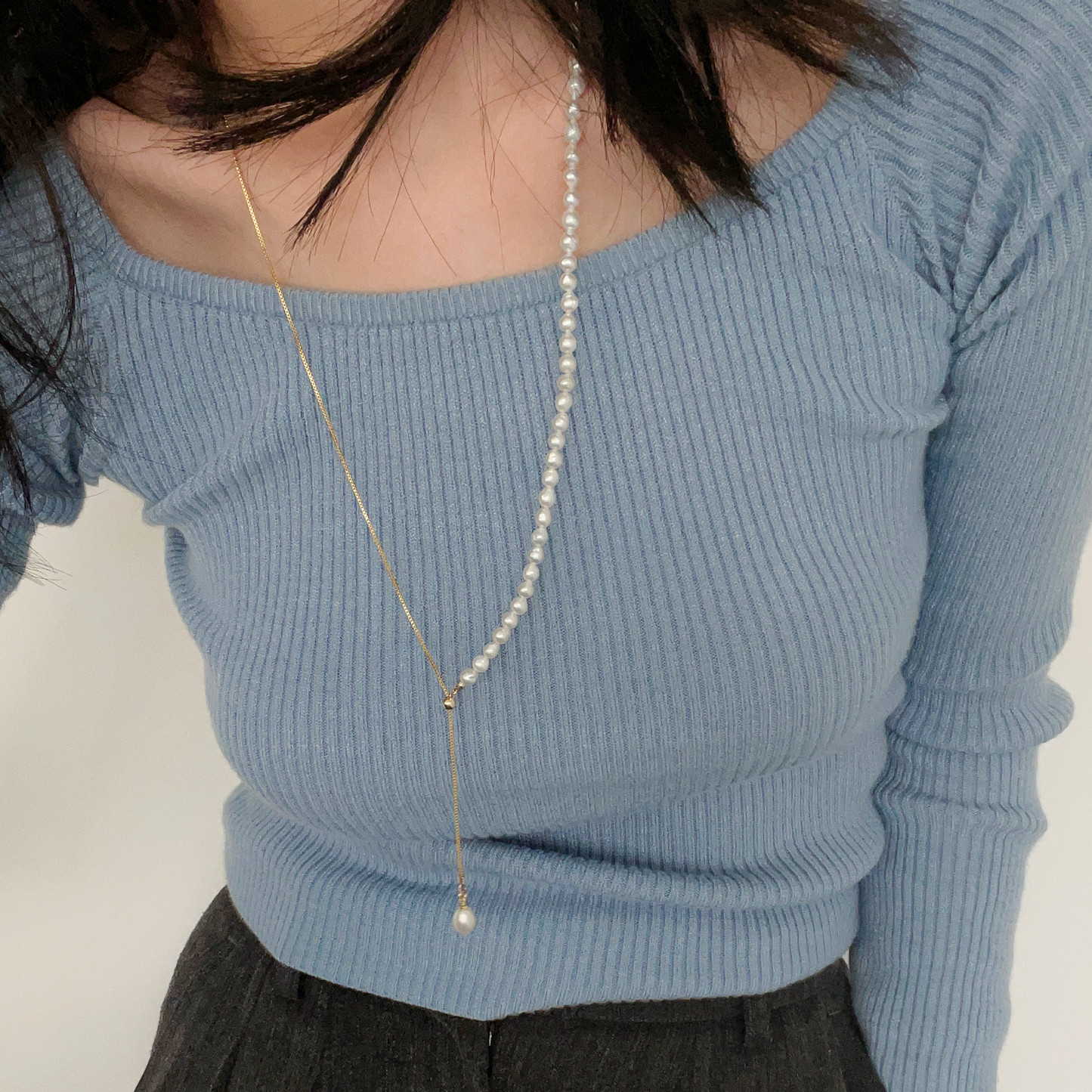 4-5mm Baroque Freshwater Pearl U-Shaped Pull-out Necklace