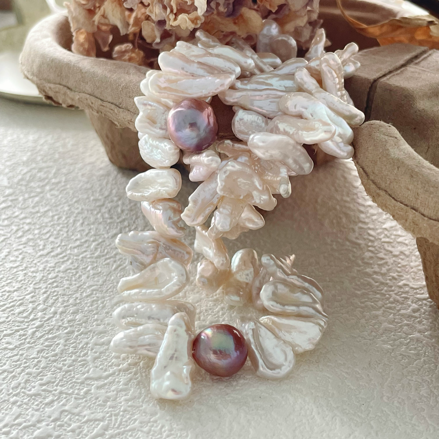 13-15mm Baroque Freshwater Pearl 'Sunflower Cluster' Bracelet