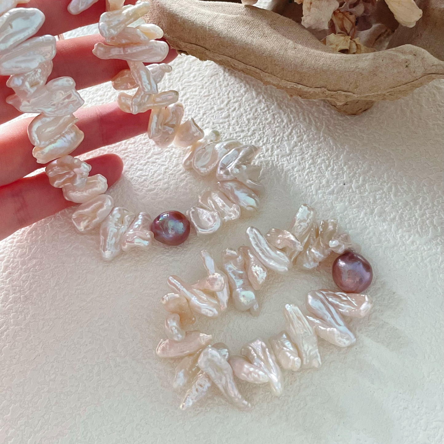 13-15mm Baroque Freshwater Pearl 'Sunflower Cluster' Bracelet