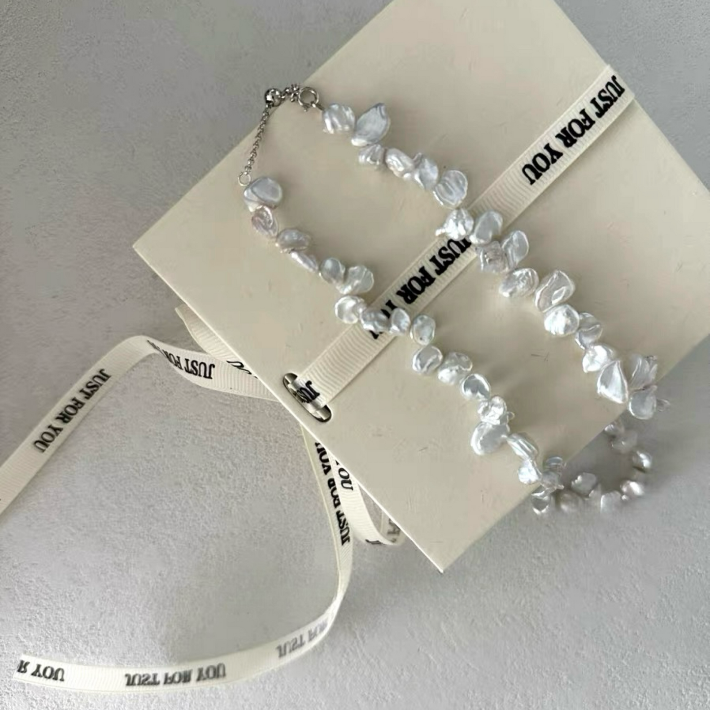 8-10mm Natural Saltwater Keshi Pearl Full Strand Necklace