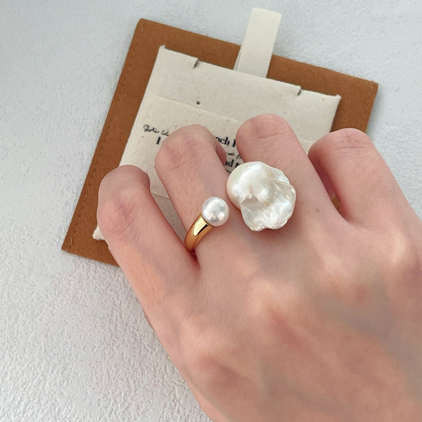 Baroque Pearl & Freshwater Pearl Gold Hoop Ring