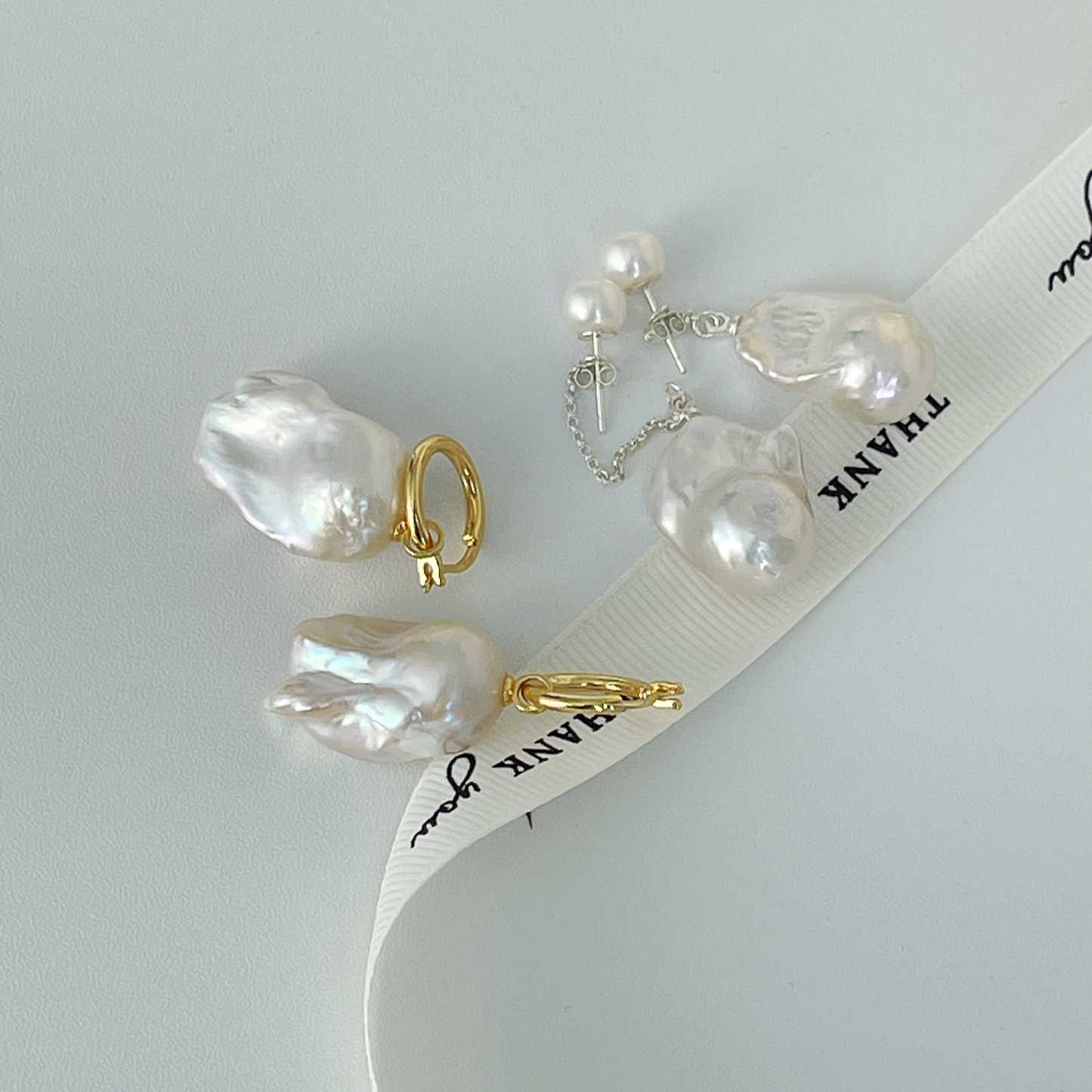 16-18mm Baroque Freshwater Pearl Hoop Dangling Earrings