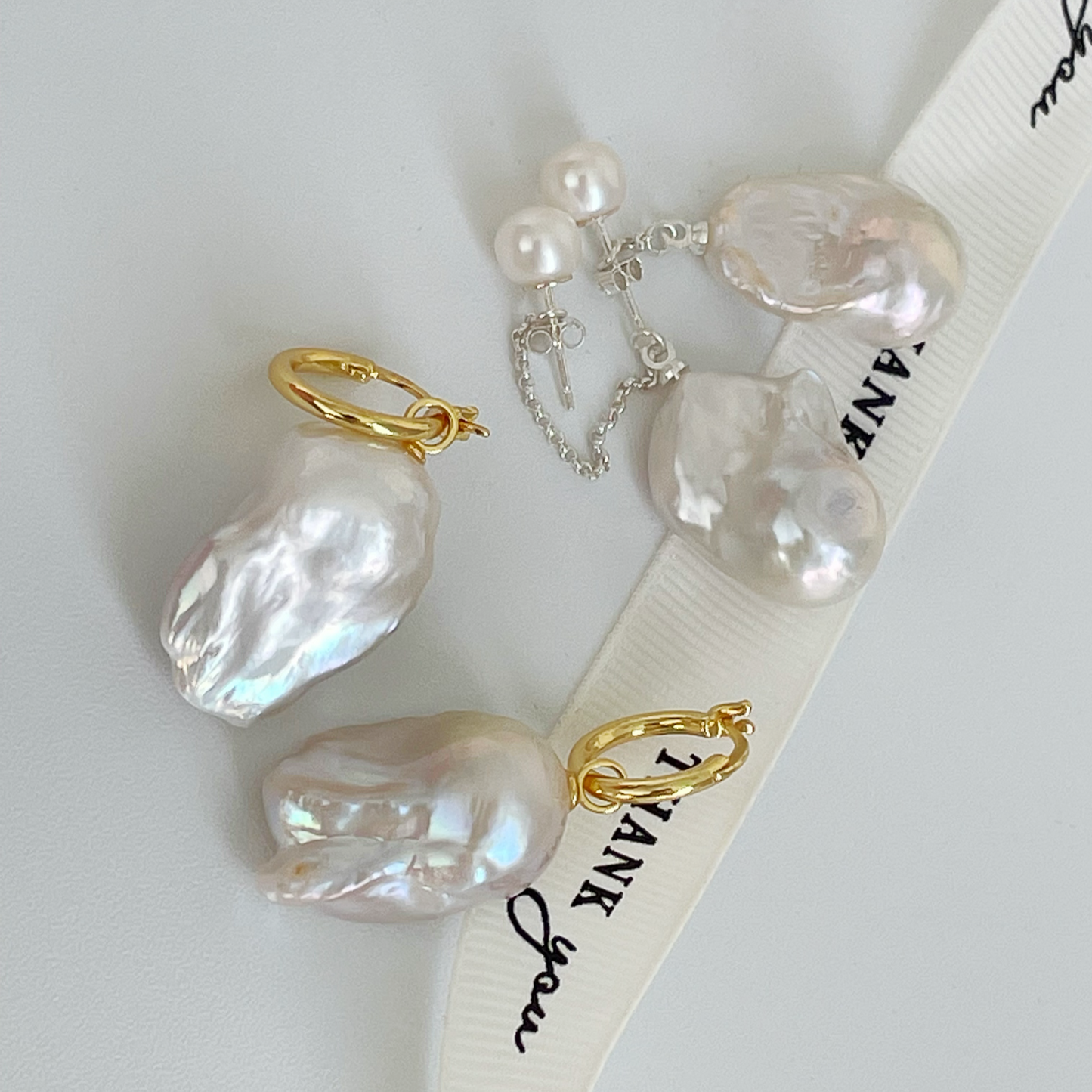 16-18mm Baroque Freshwater Pearl Hoop Dangling Earrings