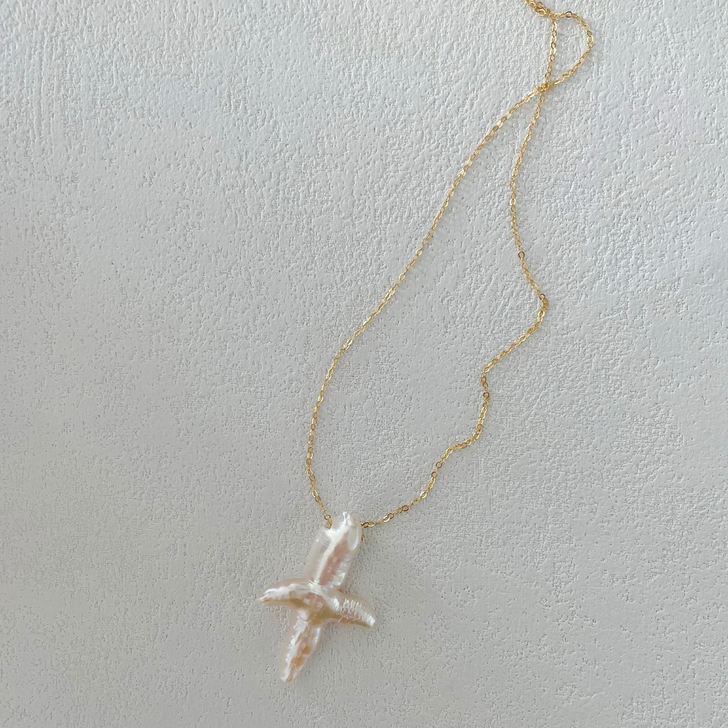 Cross-Shaped Baroque Freshwater Pearl Necklace