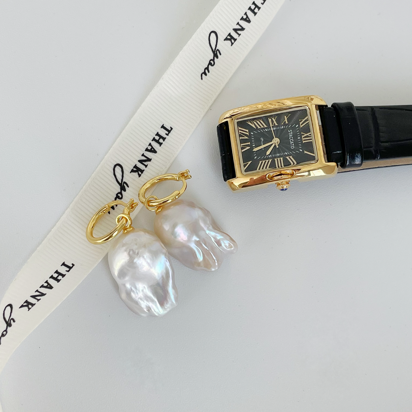 16-18mm Baroque Freshwater Pearl Hoop Dangling Earrings
