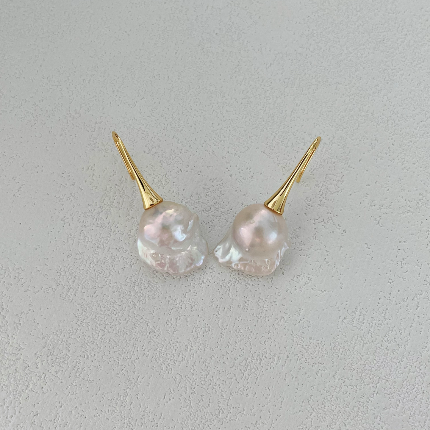 18-20mm Cold White Baroque Freshwater Pearl Long Drop Earrings