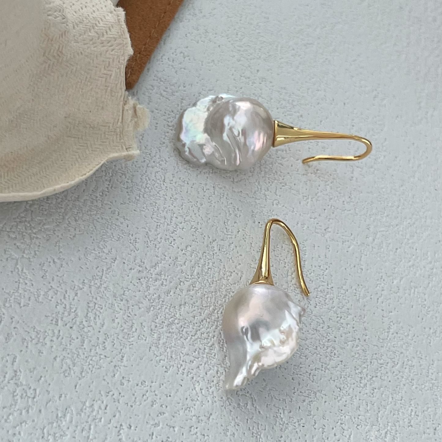 18-20mm Cold White Baroque Freshwater Pearl Long Drop Earrings